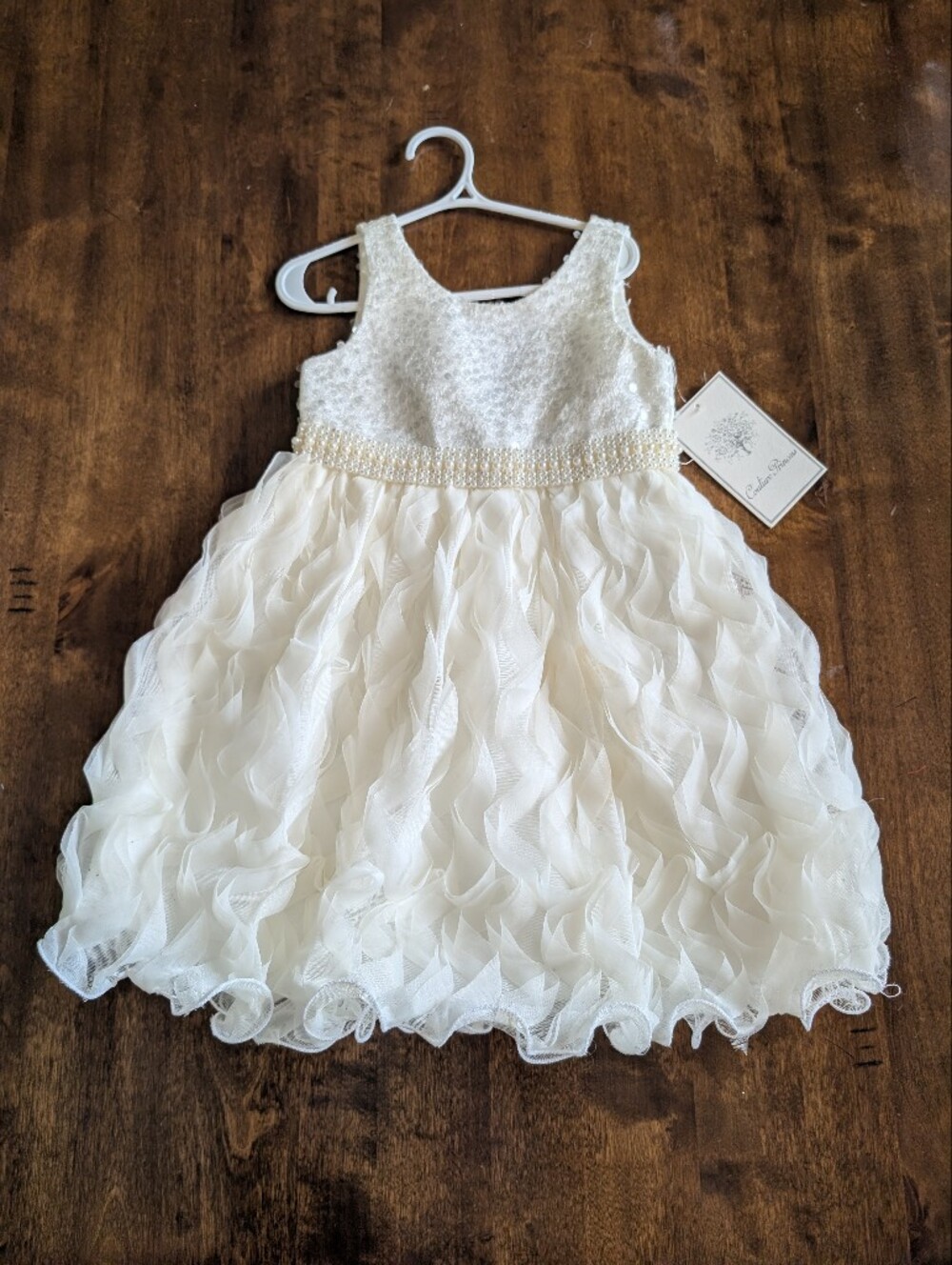 Couture Princess Girls Ivory Pearl-Trim Rhinestone Party Dress/ Nwt/ 3T